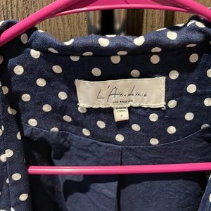 L’Academie Navy Blue polka dot blazer size small